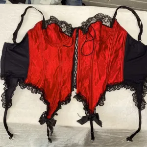 😍 Vintage Frederick’s of Hollywood Bustier Lingerie Corset Lace Up Bra Tank 34