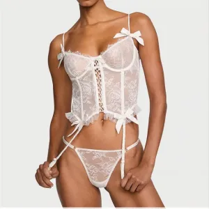 0253 NWT Victoria Secret Elegant Lace Lingerie top only  in White M