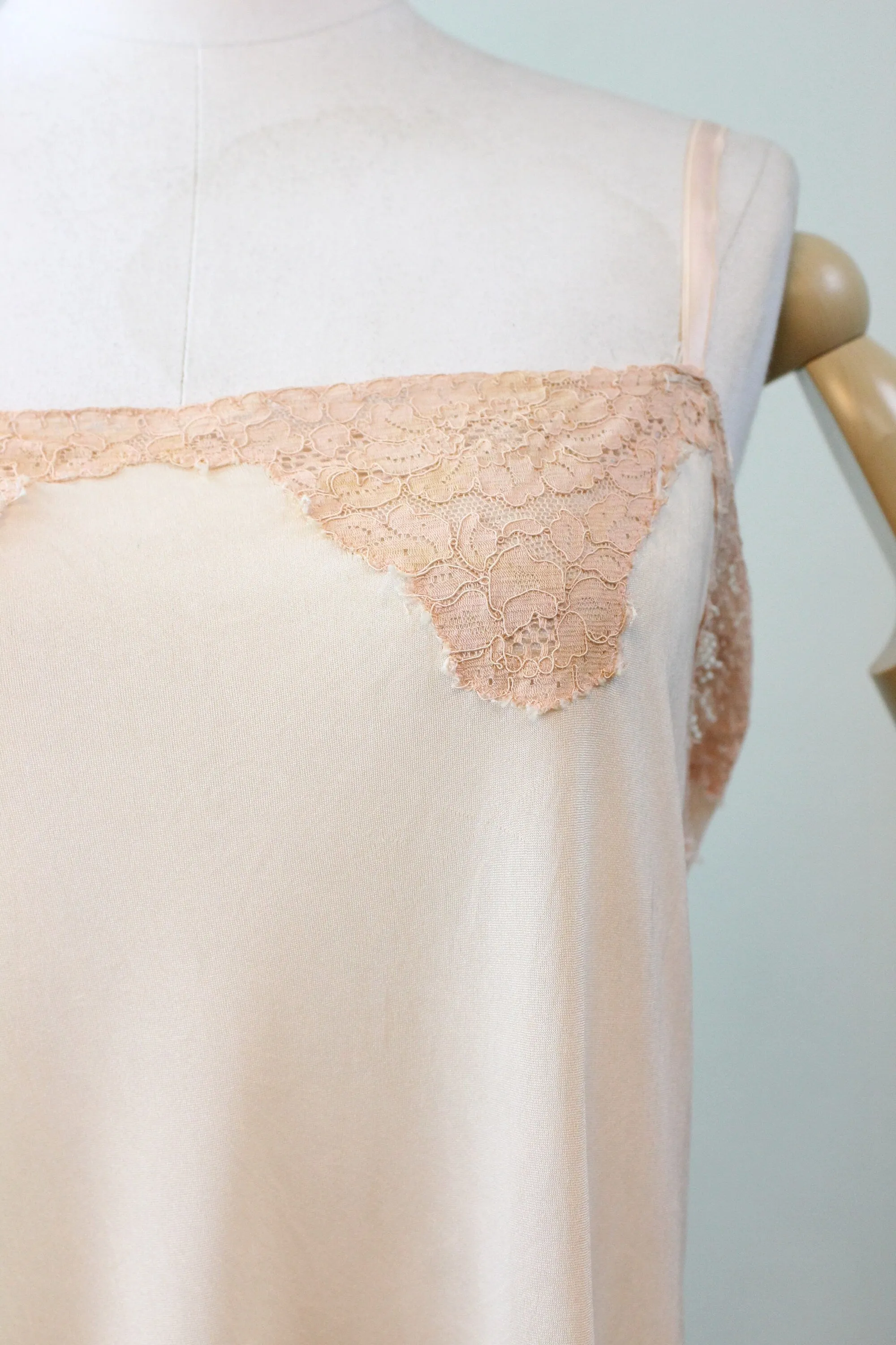 1930s STEP IN CHEMISE lingerie rayon lace large | new winter