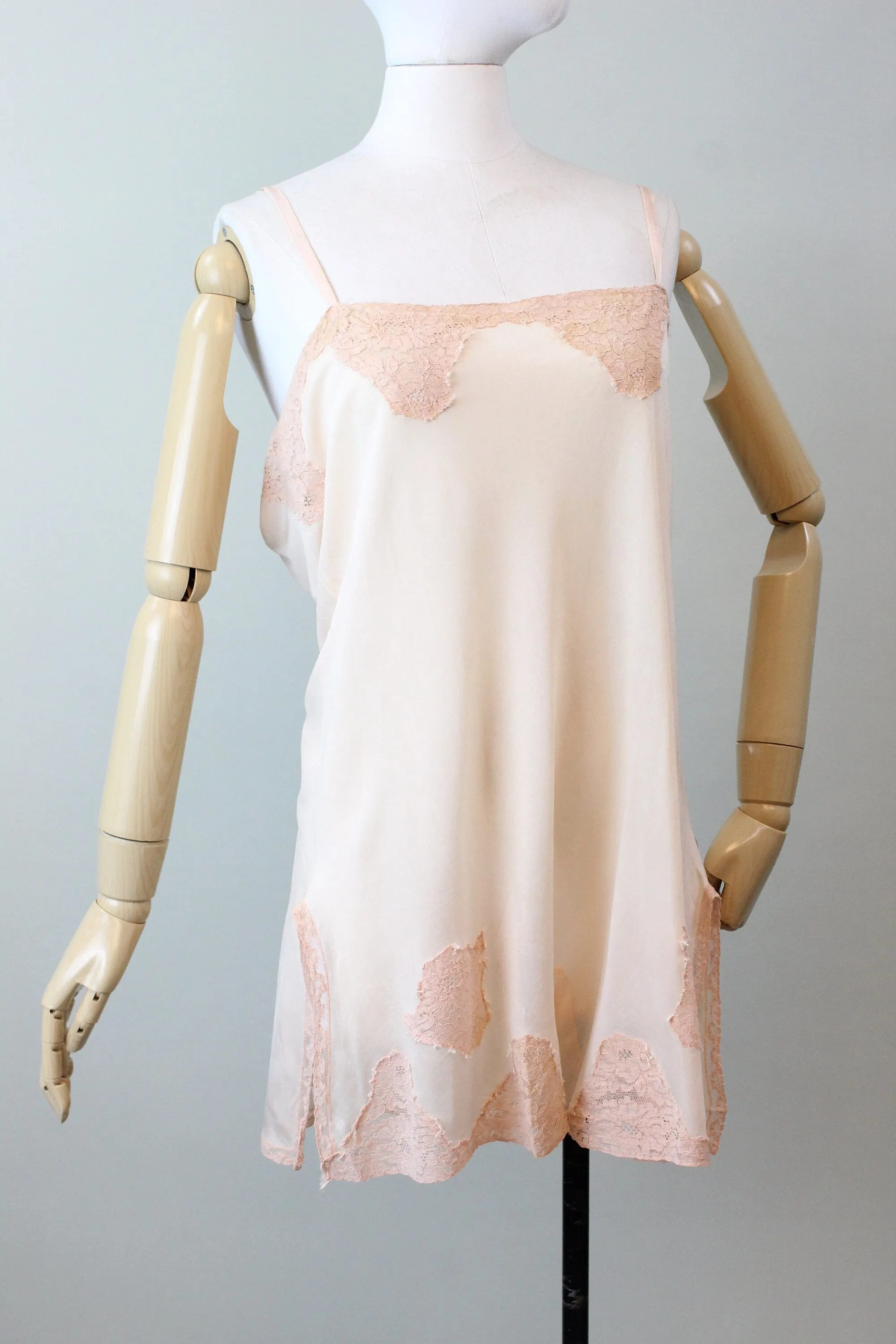 1930s STEP IN CHEMISE lingerie rayon lace large | new winter