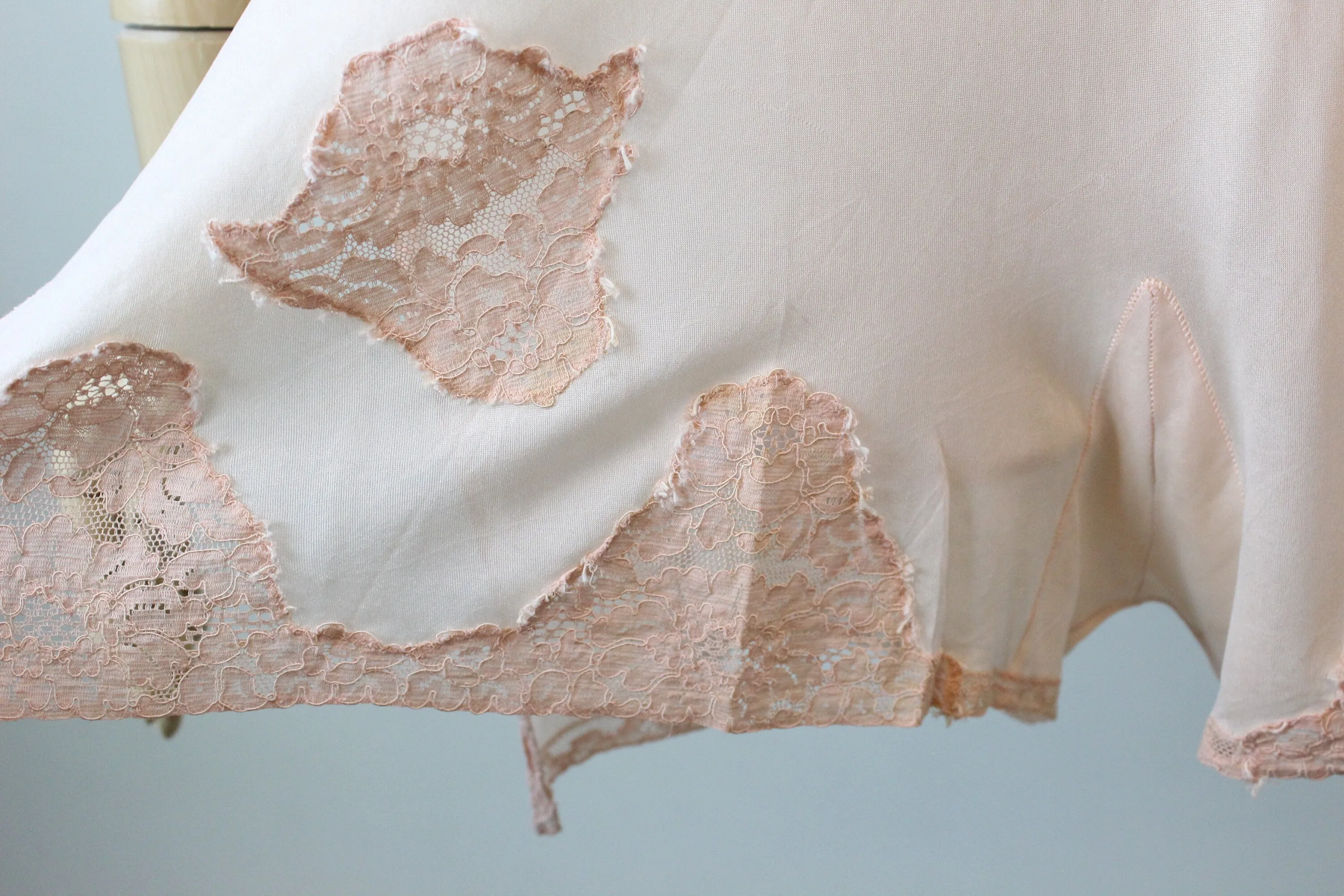 1930s STEP IN CHEMISE lingerie rayon lace large | new winter