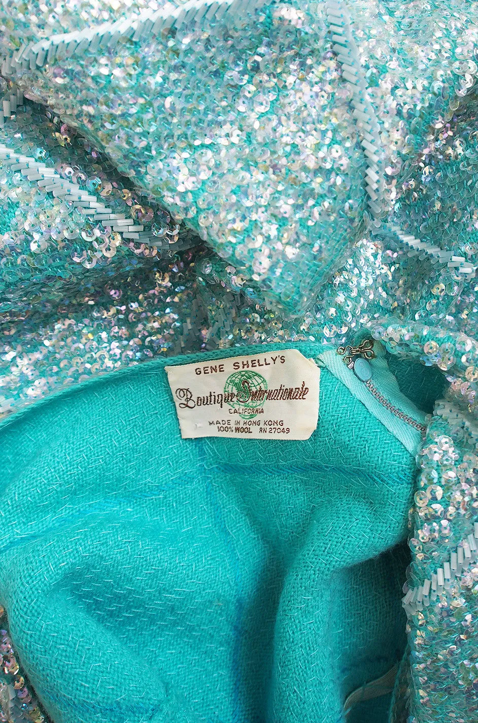 1960s Sequin Blue Gene Shelly Dress