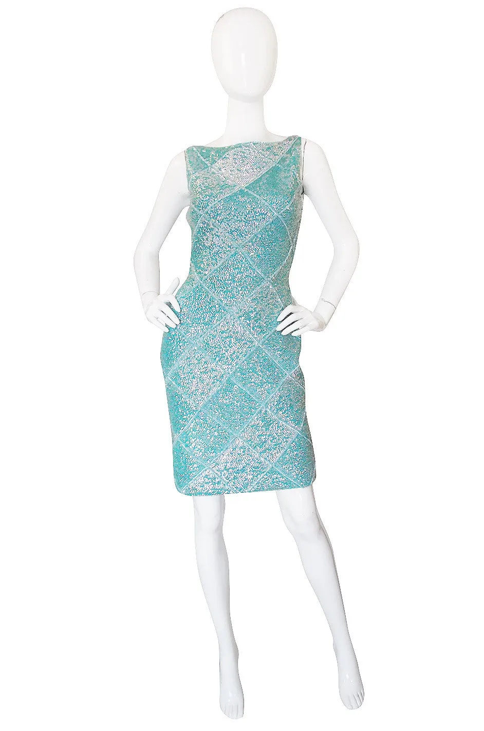1960s Sequin Blue Gene Shelly Dress
