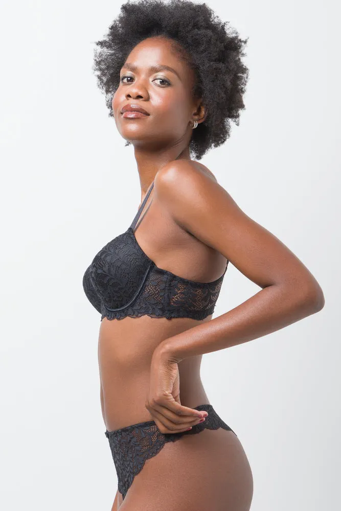 2 Pack Lace Balconette Bras Black And Natural