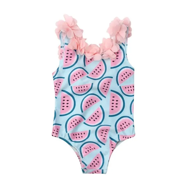 2019 New Toddler Infant Baby Girls Watermelon Swimsuit One-piece Floral Swimwear Swimming Costume Summer Cute Bikini