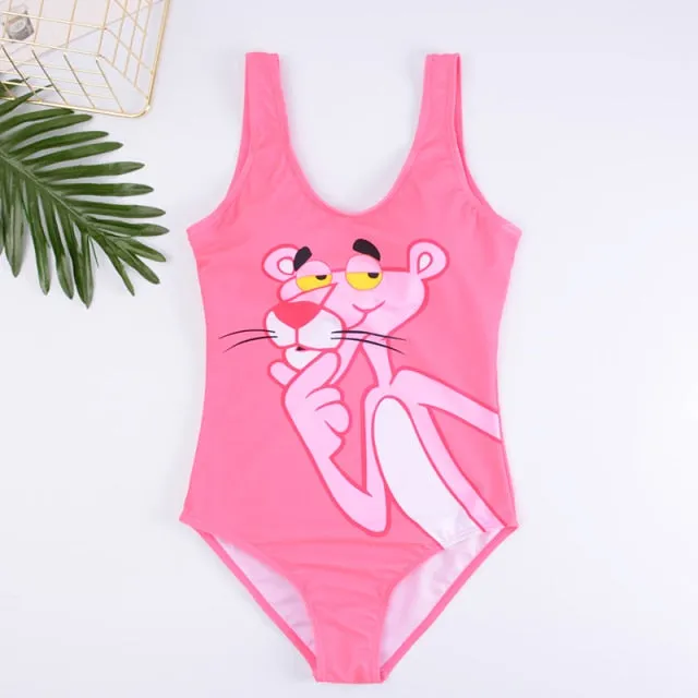 21 Pattern One-Piece 3D Cartoon Swimwear Women Open Back Bikini 2019 Monokini Swimming Suit Backless Beach Wear Women Swimsuit