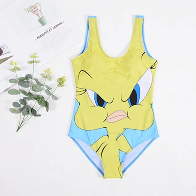 21 Pattern One-Piece 3D Cartoon Swimwear Women Open Back Bikini 2019 Monokini Swimming Suit Backless Beach Wear Women Swimsuit