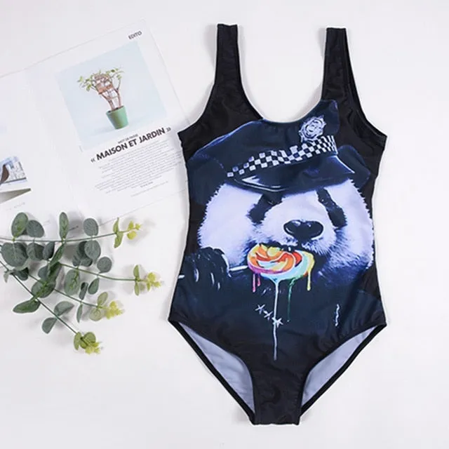 21 Pattern One-Piece 3D Cartoon Swimwear Women Open Back Bikini 2019 Monokini Swimming Suit Backless Beach Wear Women Swimsuit