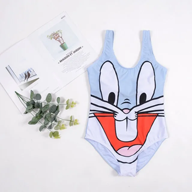 21 Pattern One-Piece 3D Cartoon Swimwear Women Open Back Bikini 2019 Monokini Swimming Suit Backless Beach Wear Women Swimsuit