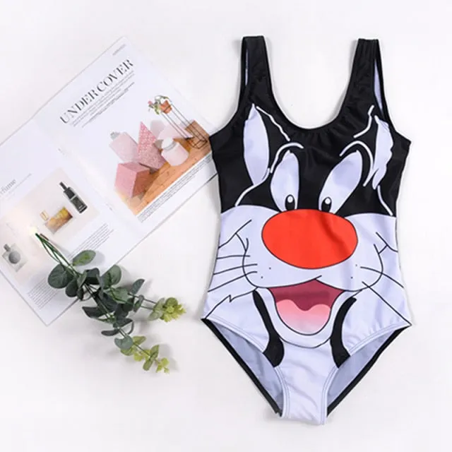 21 Pattern One-Piece 3D Cartoon Swimwear Women Open Back Bikini 2019 Monokini Swimming Suit Backless Beach Wear Women Swimsuit