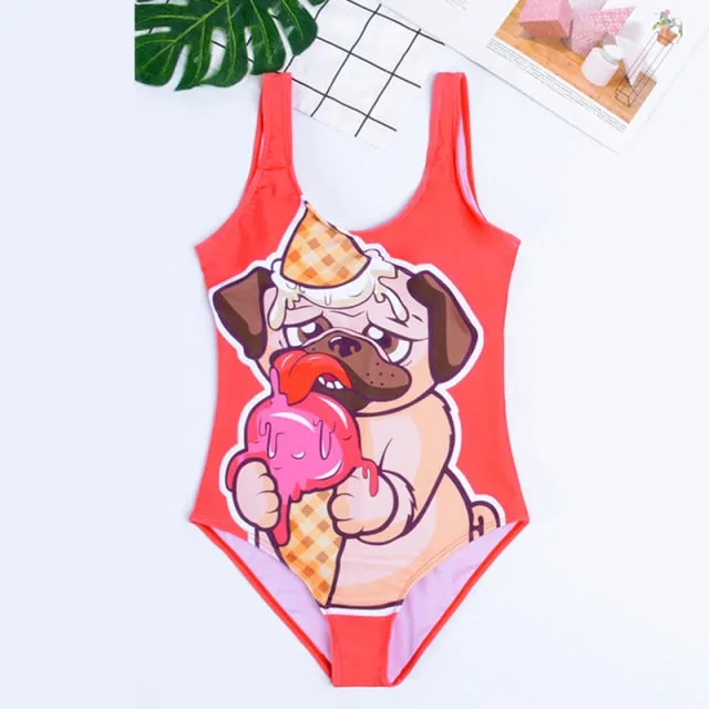 21 Pattern One-Piece 3D Cartoon Swimwear Women Open Back Bikini 2019 Monokini Swimming Suit Backless Beach Wear Women Swimsuit