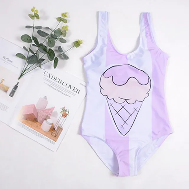 21 Pattern One-Piece 3D Cartoon Swimwear Women Open Back Bikini 2019 Monokini Swimming Suit Backless Beach Wear Women Swimsuit