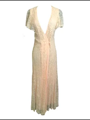 30s Peach Lace Dressing Gown