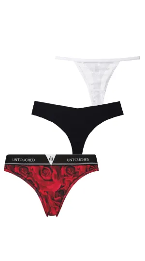 3Pack Thongs - Romantic Roses