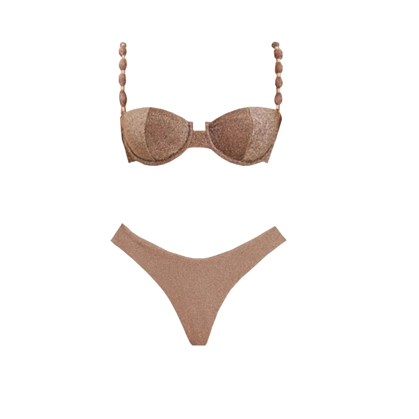 3Pcs Push Up Swimsuit With Long Skirt Sexy Women Swimwear Female Bikini V Neck Swimming Suit Shiny Bodysuit Beachwear Cover Up