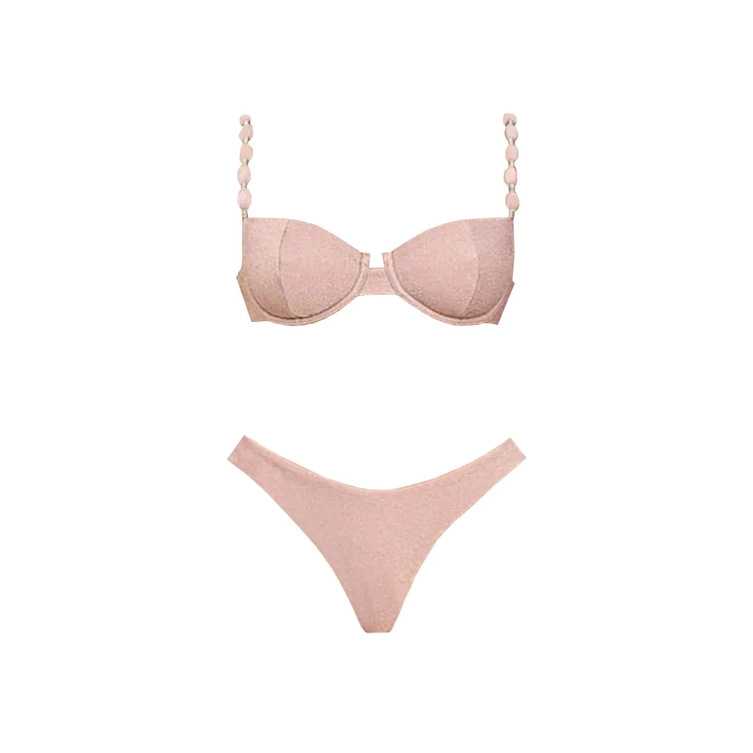 3Pcs Push Up Swimsuit With Long Skirt Sexy Women Swimwear Female Bikini V Neck Swimming Suit Shiny Bodysuit Beachwear Cover Up