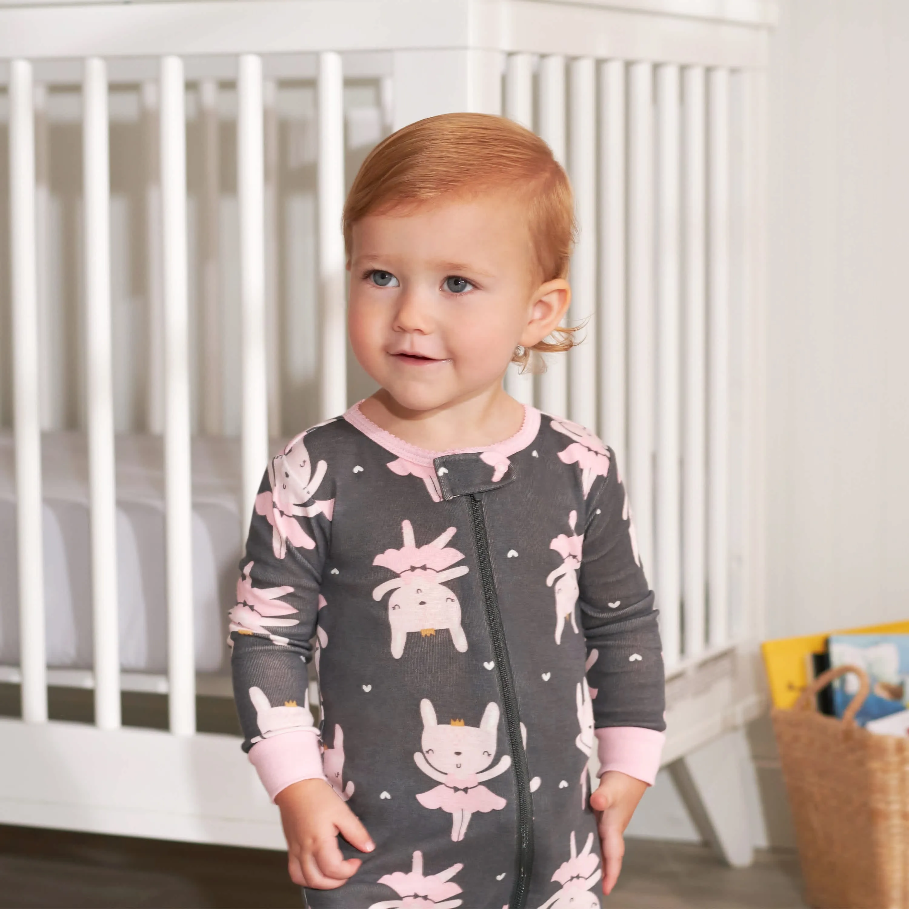 4-Pack Infant & Toddler Girls Leopard & Bunny Snug Fit Footed Cotton Pajamas