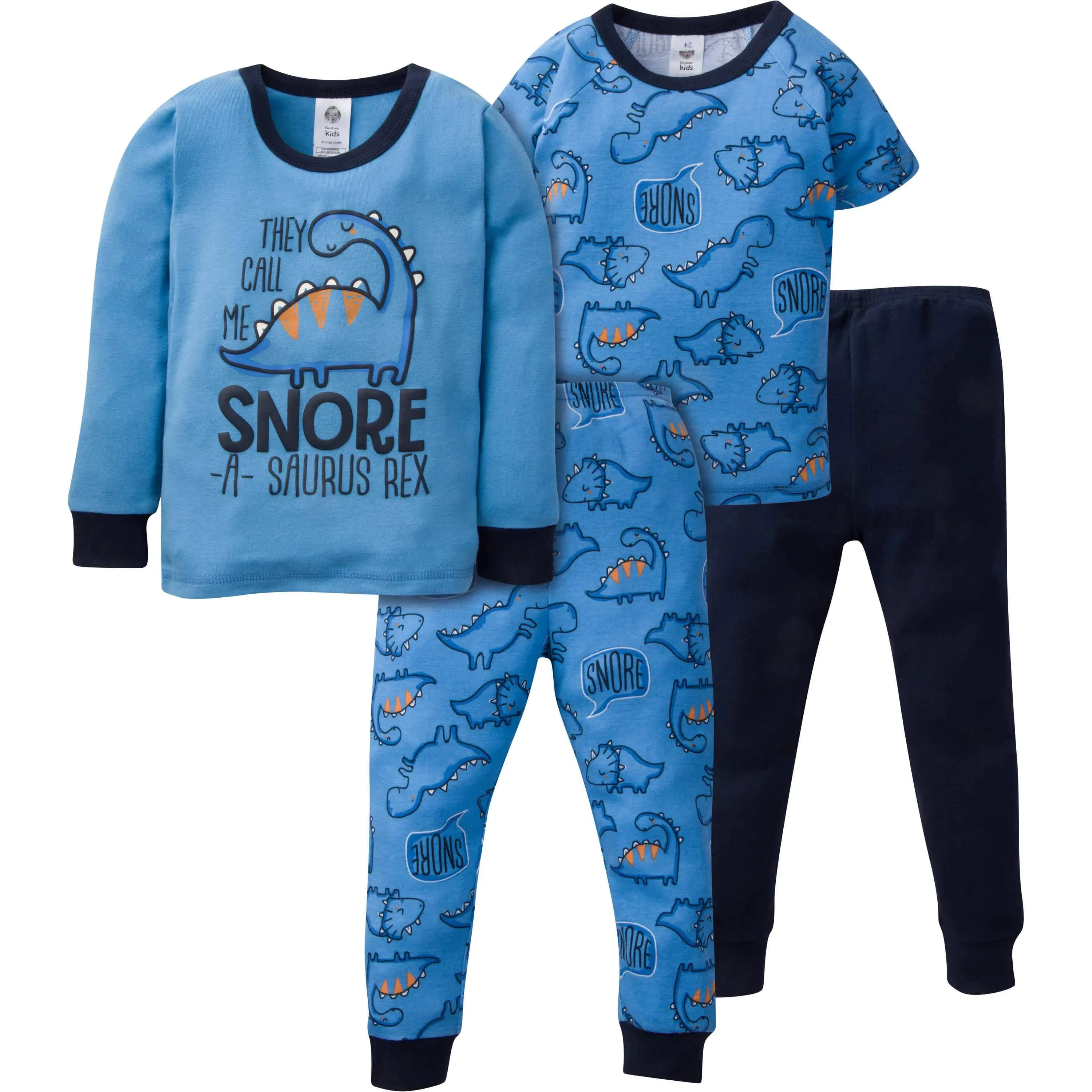 4-Piece Infant & Toddler Boys Dino Snug Fit Cotton Pajamas