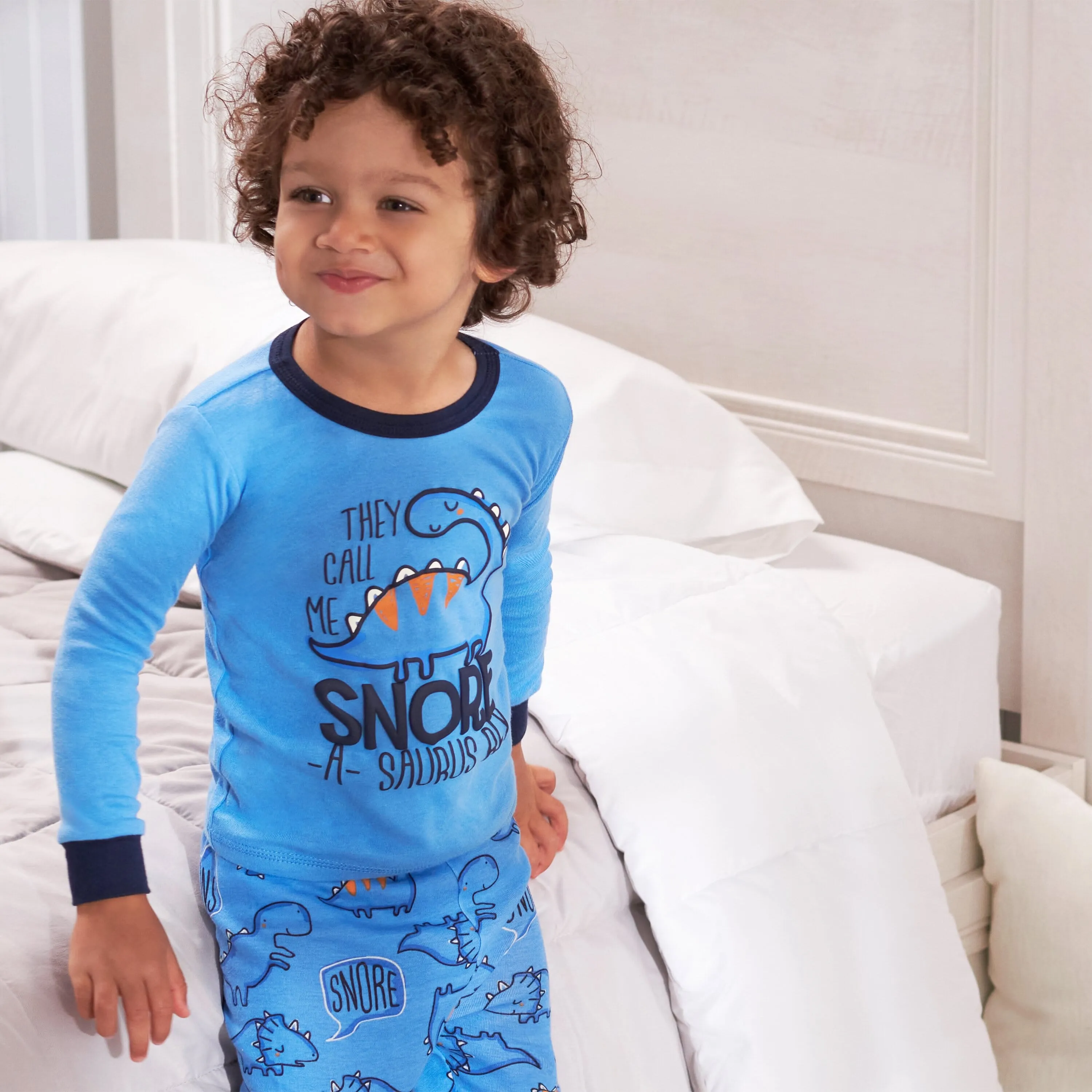 4-Piece Infant & Toddler Boys Dino Snug Fit Cotton Pajamas