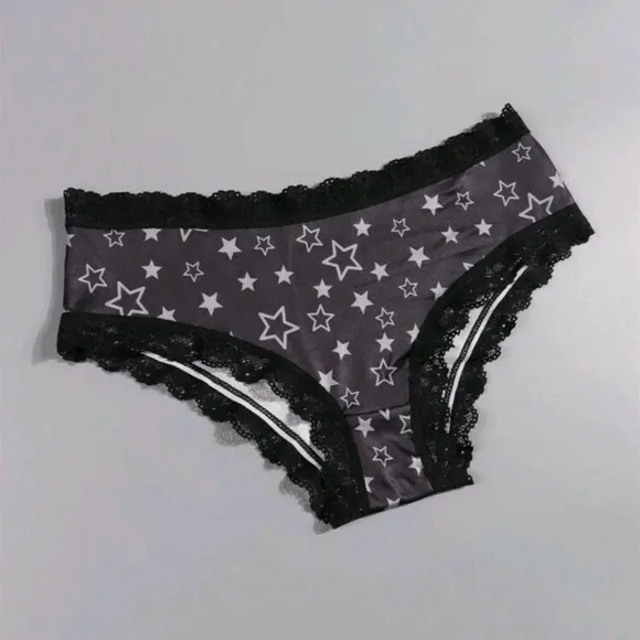 4pcs Sexy Cute Gothic Women Contrast Lace Hipsters, Halloween