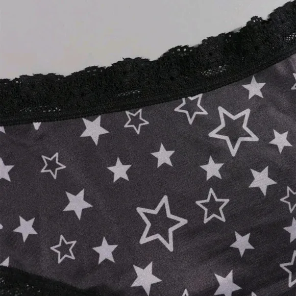 4pcs Sexy Cute Gothic Women Contrast Lace Hipsters, Halloween