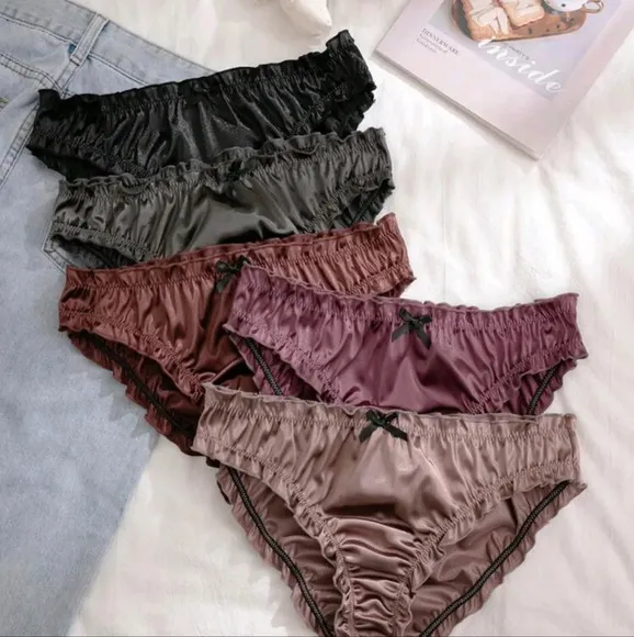 5pcs/Pack Women's Bow Decor  Stretch Triangle Panty Briefs