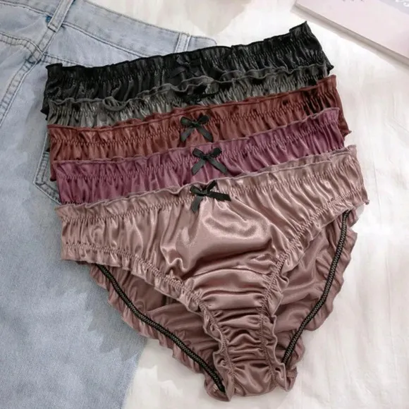 5pcs/Pack Women's Bow Decor  Stretch Triangle Panty Briefs