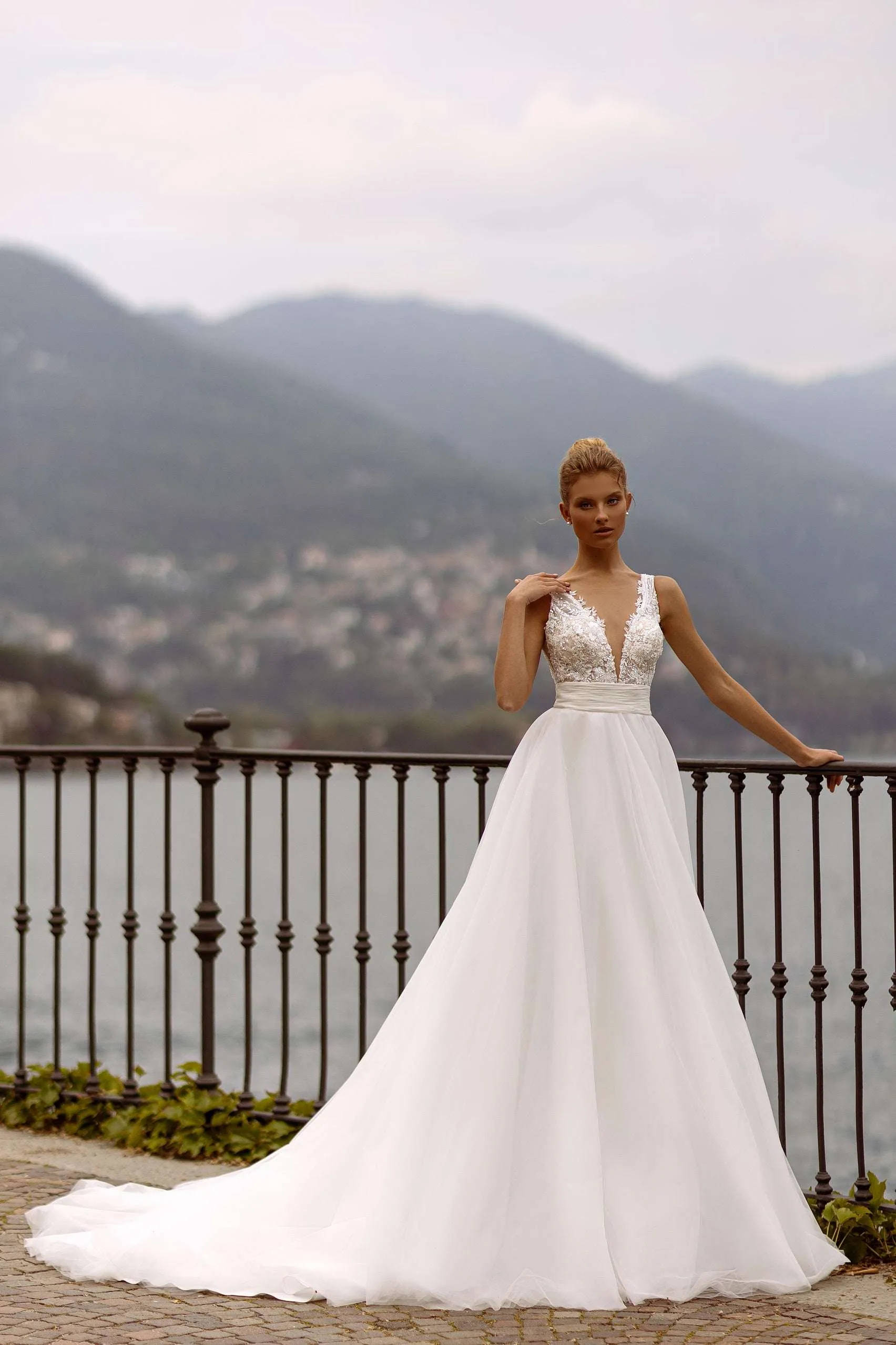 A line romantic wedding dress | White maxi dress bridal | KatrinFAVOR