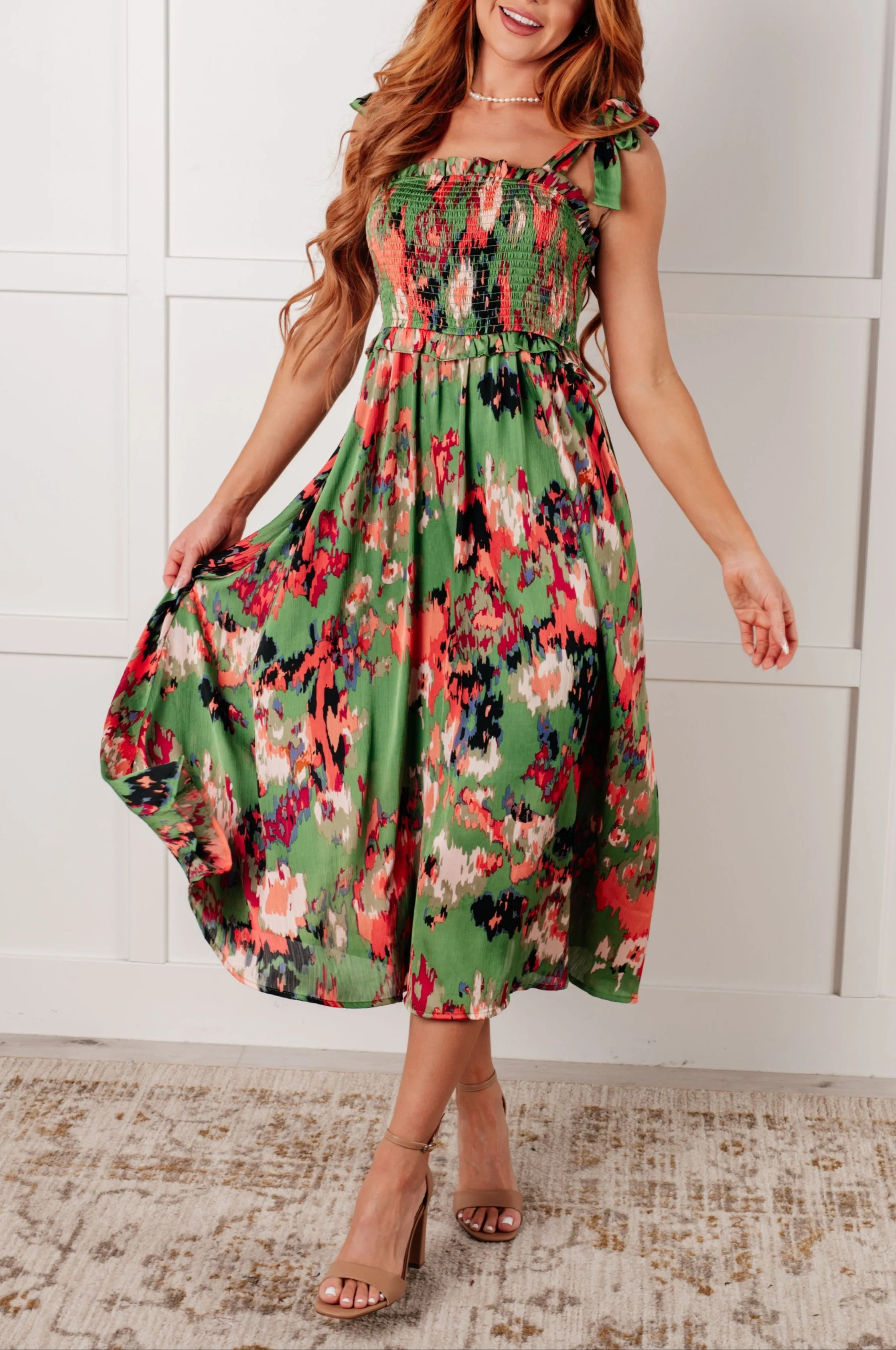 A Little While Longer Dress in Green