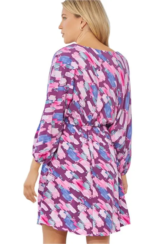 Abstract Dolman Sleeve Dress
