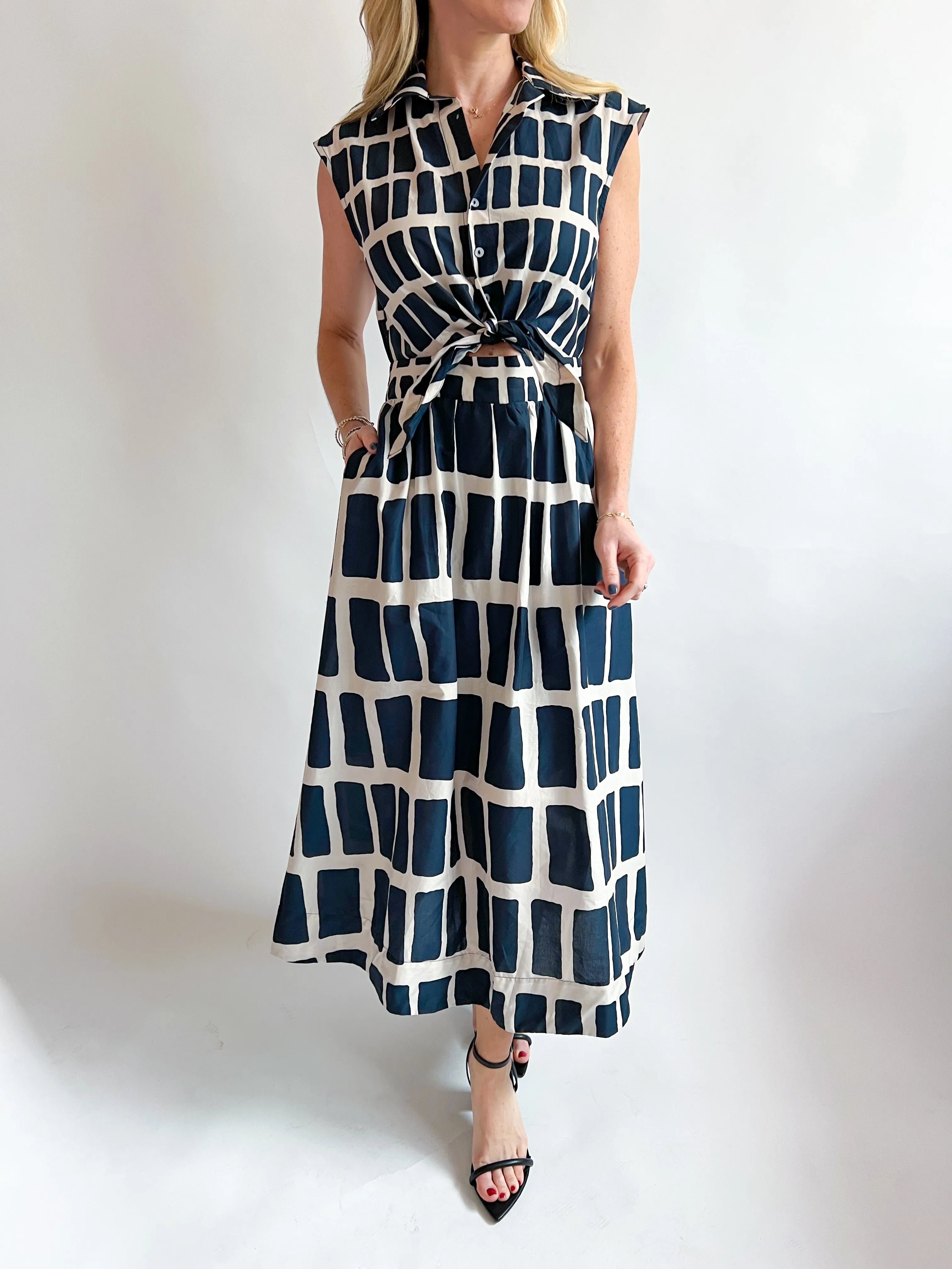 Abstract Print Midi Dress