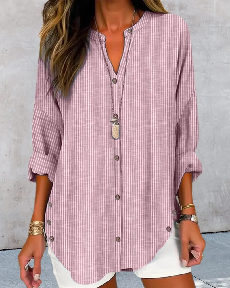 Adelaida® | Blue Striped V-Neck Top
