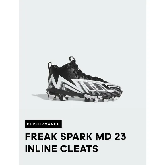ADIDAS Freak Spark MD 23 Inline Mens Teens Kids Cleats black &amp; white Size US 4.5