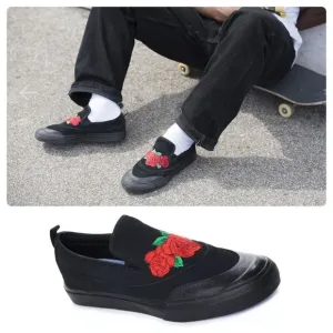 ADIDAS NAKEL SMITH MATCHCOURT BLACK FLORAL EMBROIDERED SLIP ON SKATE SHOES 6.5