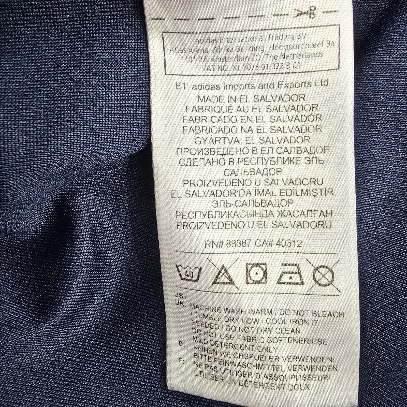 Adidas Navy Blue Performance Short Sleeve Athletic Activewear Tshirt Medium
