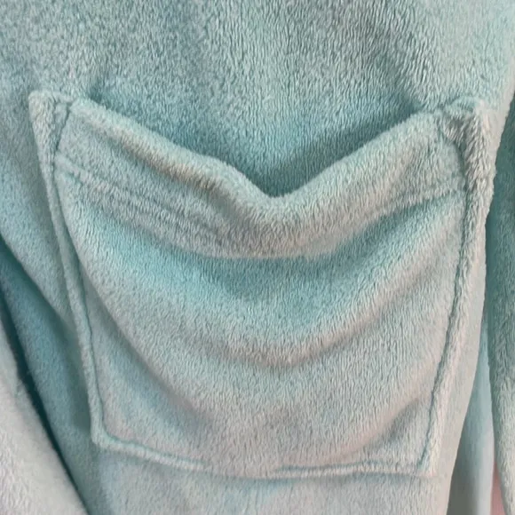 Adonna plush bathrobe spa robe pockets collar wrap tie turquoise women’s size M