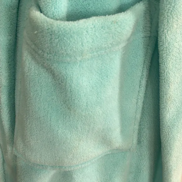 Adonna plush bathrobe spa robe pockets collar wrap tie turquoise women’s size M