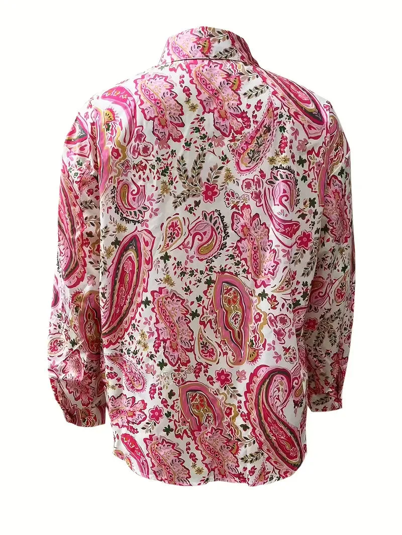 Aeliana® | Elegant Long-Sleeved Shirt With Paisley Pattern And Buttons