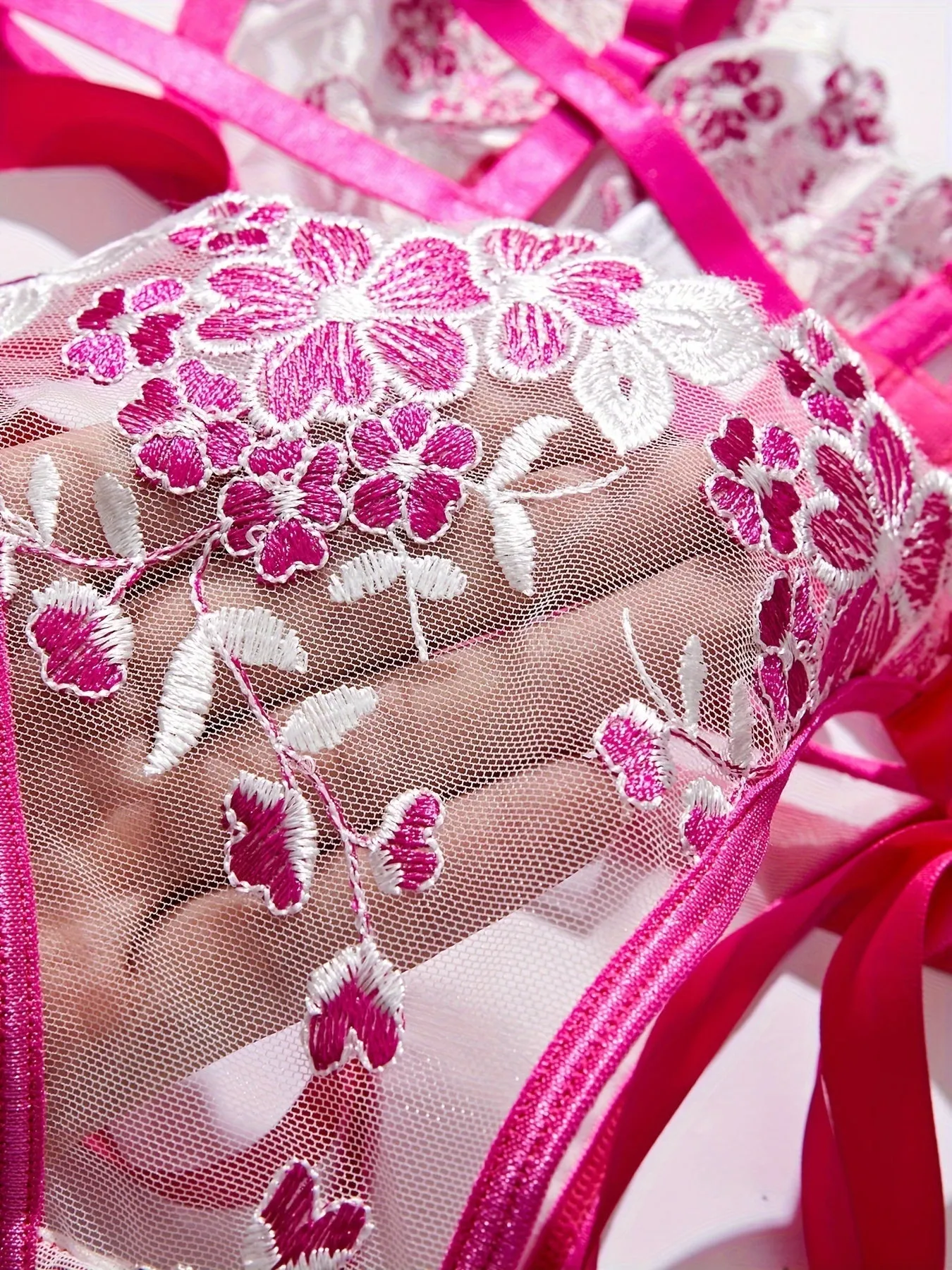 AELORIA™ | Flower Embroidered Tie-Up Lingerie Set
