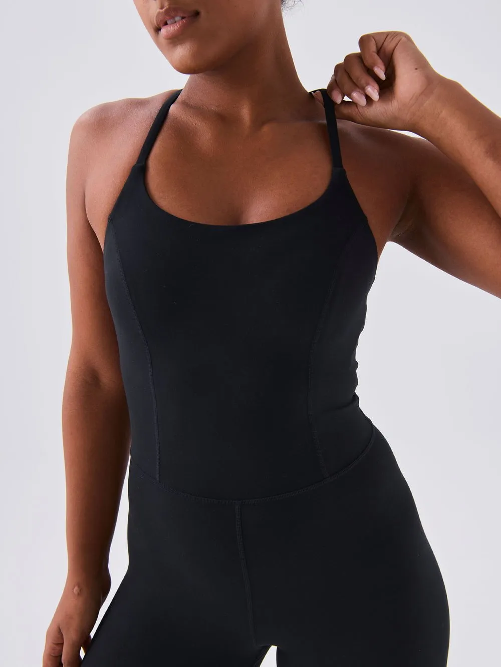 Airbrush Lite Panelled Full Length Onesie - Black