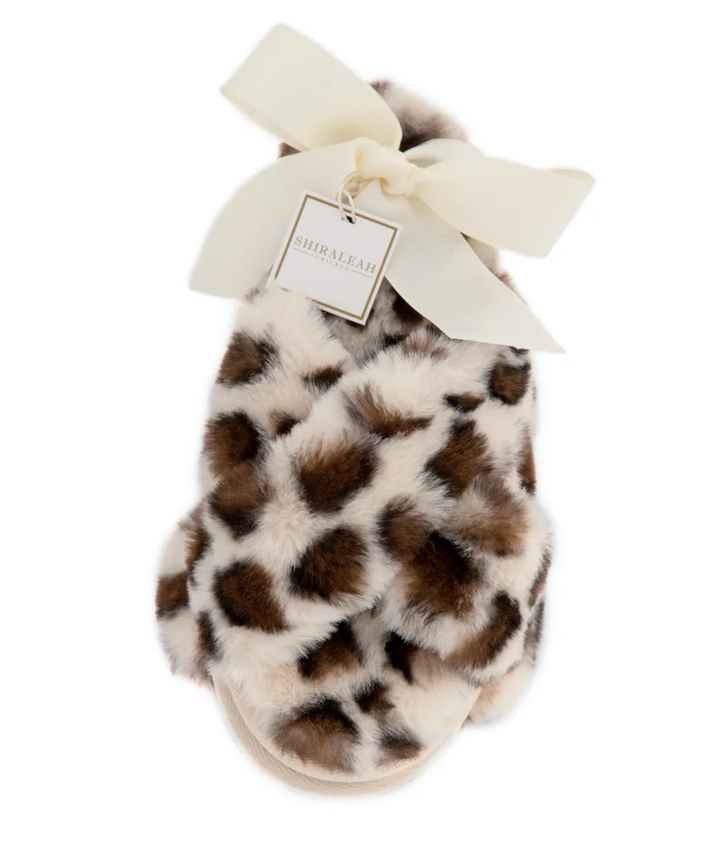 Alexandra Animal Print Fuzzy Slippers