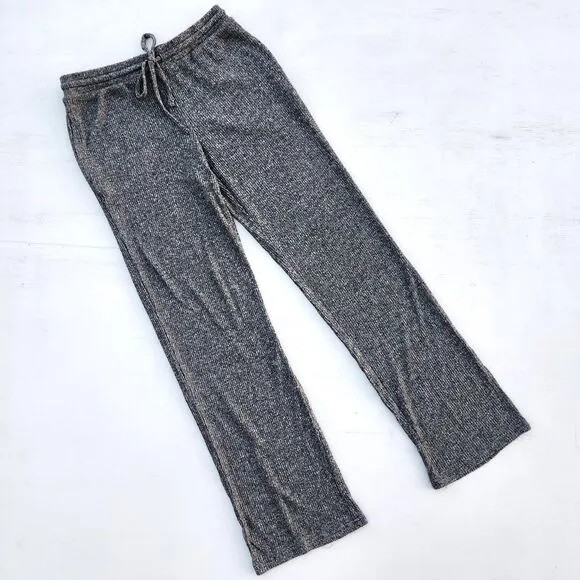 Alfani Women Dark Grey Rayon Soft Ribbed Sleepwear Wide Leg Pajama Set Size XS