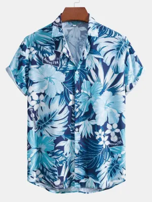 Almet® | Tropical Flowers Print Button Up Shirt