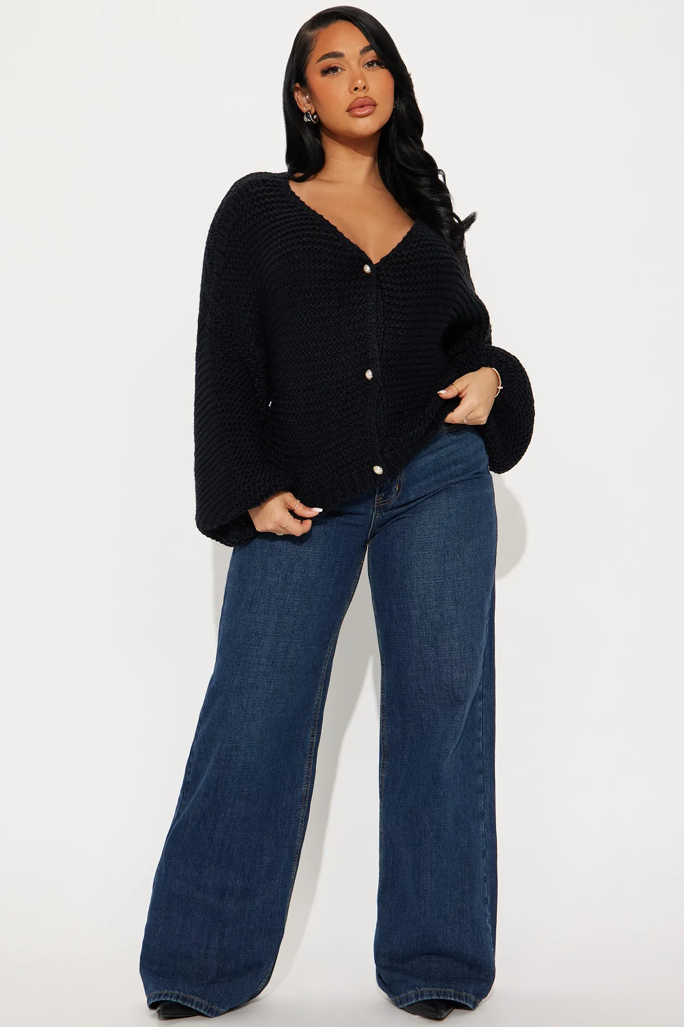 Always In A Mood Cardigan Sweater - Black