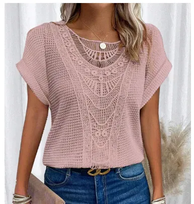 Amadis® | Women'S Stylish Embossed Blouse With Folded Sleeves