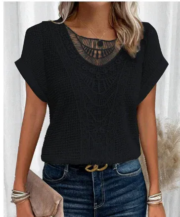 Amadis® | Women'S Stylish Embossed Blouse With Folded Sleeves