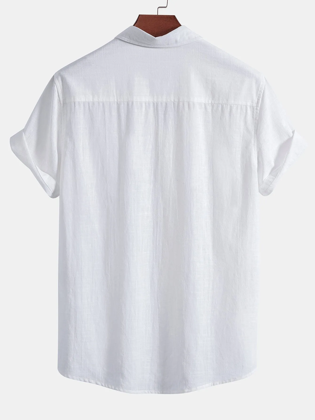 Amalbert® | Hawaii Palm Tree Print Linen Look Cotton Button Up Shirt