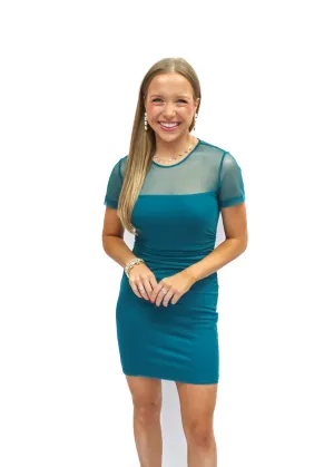 Amanda Uprichard Lyle Dress in Mesh - Jewel