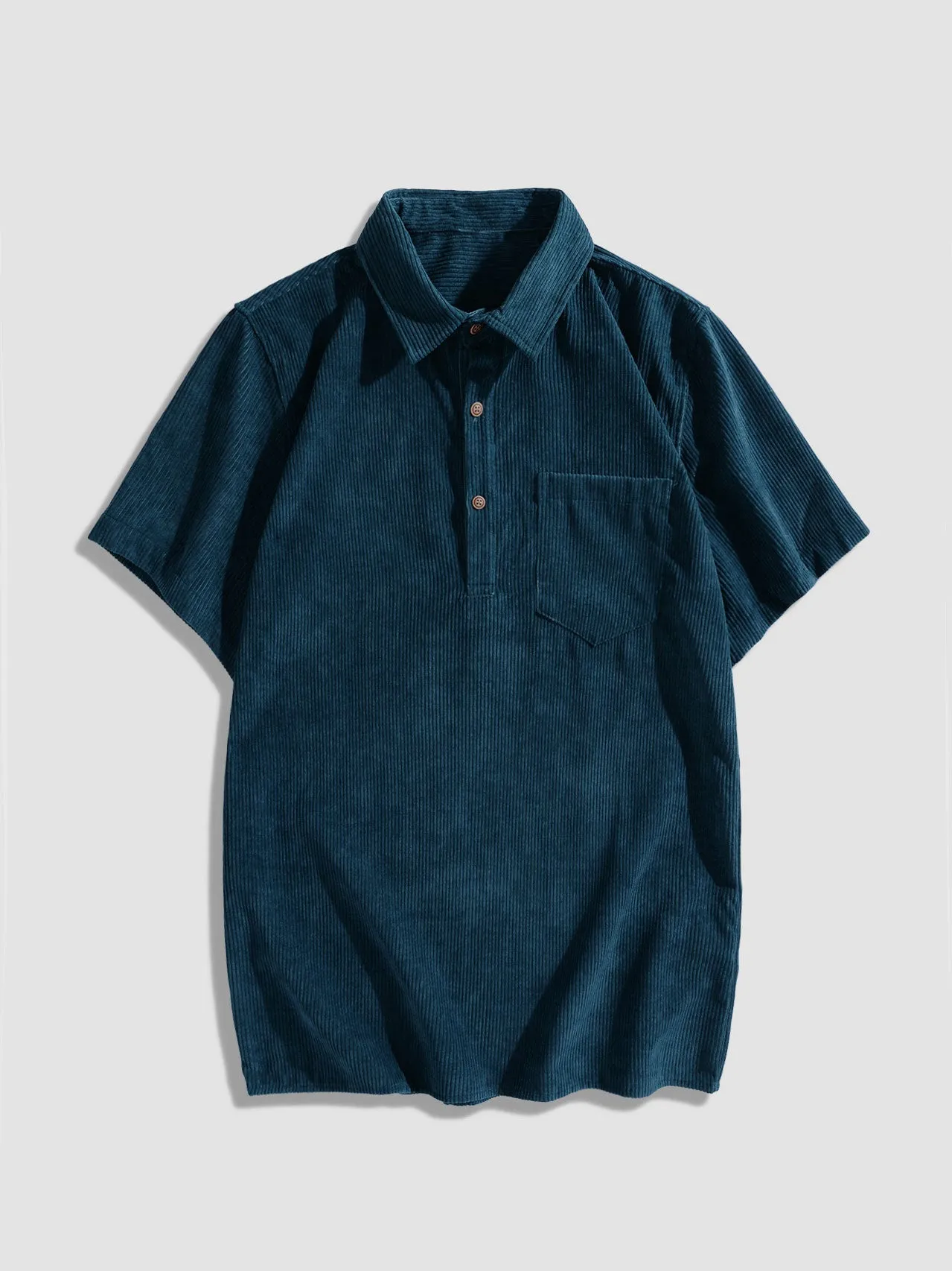 Amery® | Corduroy Solid Short Sleeve Basic Shirts