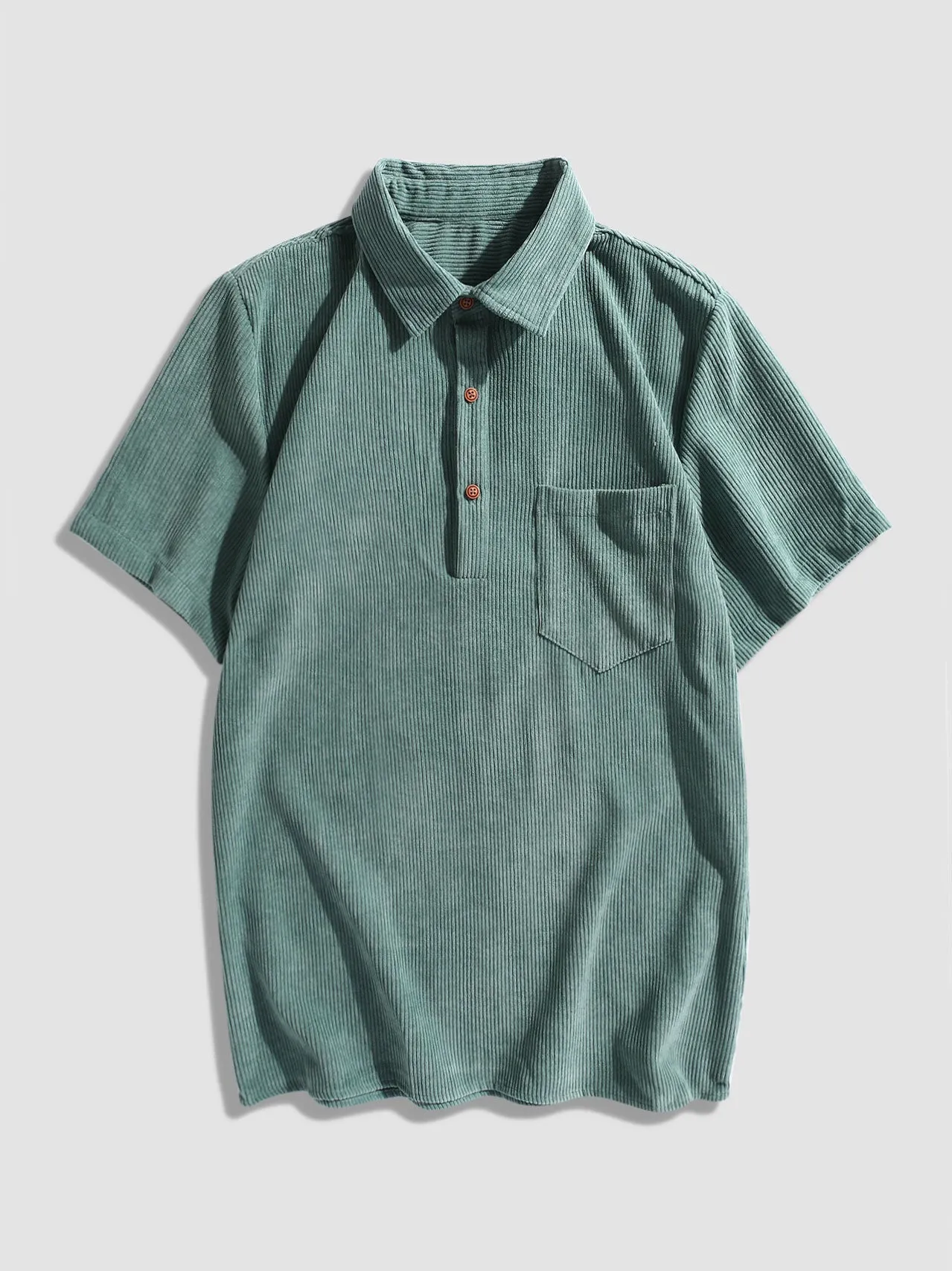 Amery® | Corduroy Solid Short Sleeve Basic Shirts